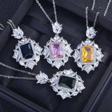 Vintage Silver Zircon Pendant Choker Chain Jewelry Gift