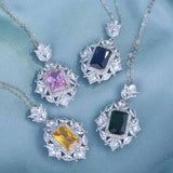 Vintage Silver Zircon Pendant Choker Chain Jewelry Gift