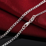 925 Sterling Silver Necklace 2MM Sideways Silver Chain DIY Clavicle Chain 16''18