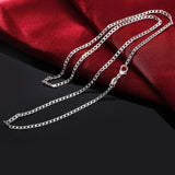 925 Sterling Silver Necklace 2MM Sideways Silver Chain DIY Clavicle Chain 16''18