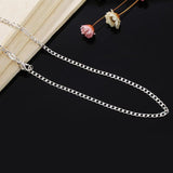 925 Sterling Silver Necklace 2MM Sideways Silver Chain DIY Clavicle Chain 16''18