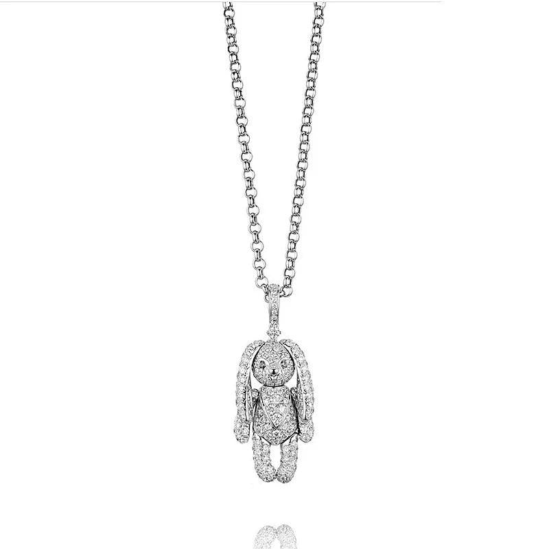 Rabbit Zircon Sweater Necklace Chains Silver Choker Jewelry Gift