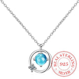 925 Silver Planet Charm Necklace Pendant Women Clavicle Choker Chain
