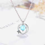 925 Silver Planet Charm Necklace Pendant Women Clavicle Choker Chain