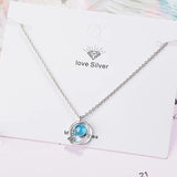 925 Silver Planet Charm Necklace Pendant Women Clavicle Choker Chain