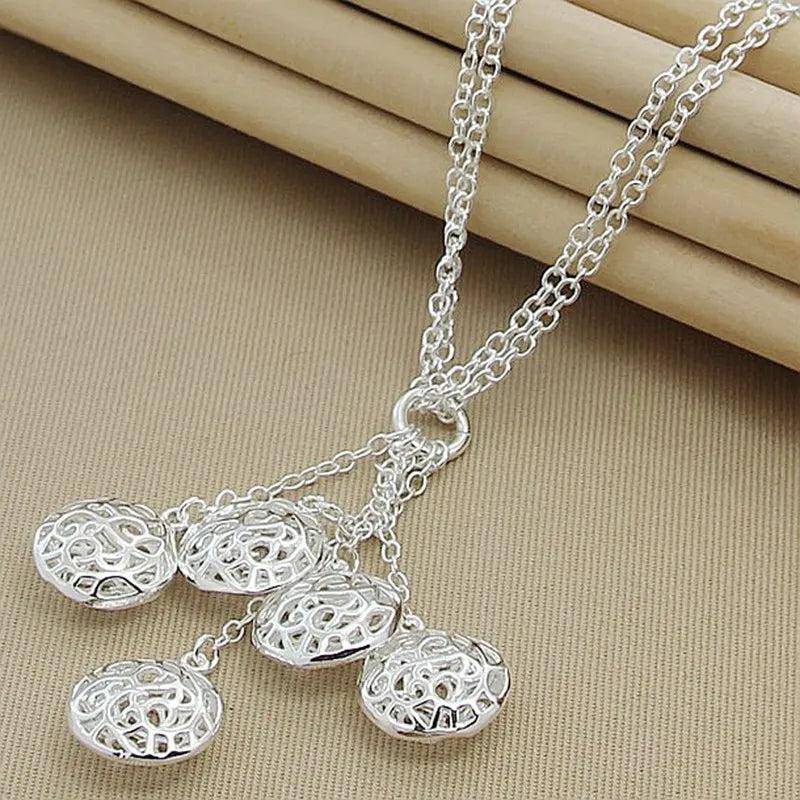 925 Silver Hollow Round Necklace for Women