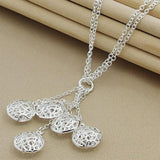 925 Silver Hollow Round Necklace for Women