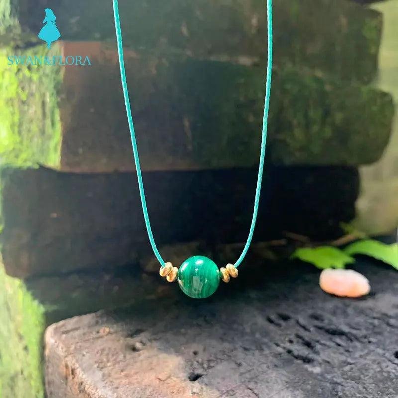 Natural Malachite Choker Necklace Women High Jewelry