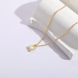Heart Lock Opal Pendant Necklace 14k-gold Plated
