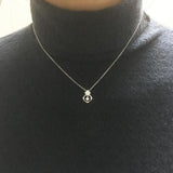 925 Silver 4 Leaf Clover Square Hoop Necklace Zircon Pendant Jewelry