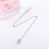 925 Silver 4 Leaf Clover Square Hoop Necklace Zircon Pendant Jewelry