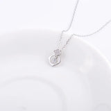 925 Silver 4 Leaf Clover Square Hoop Necklace Zircon Pendant Jewelry