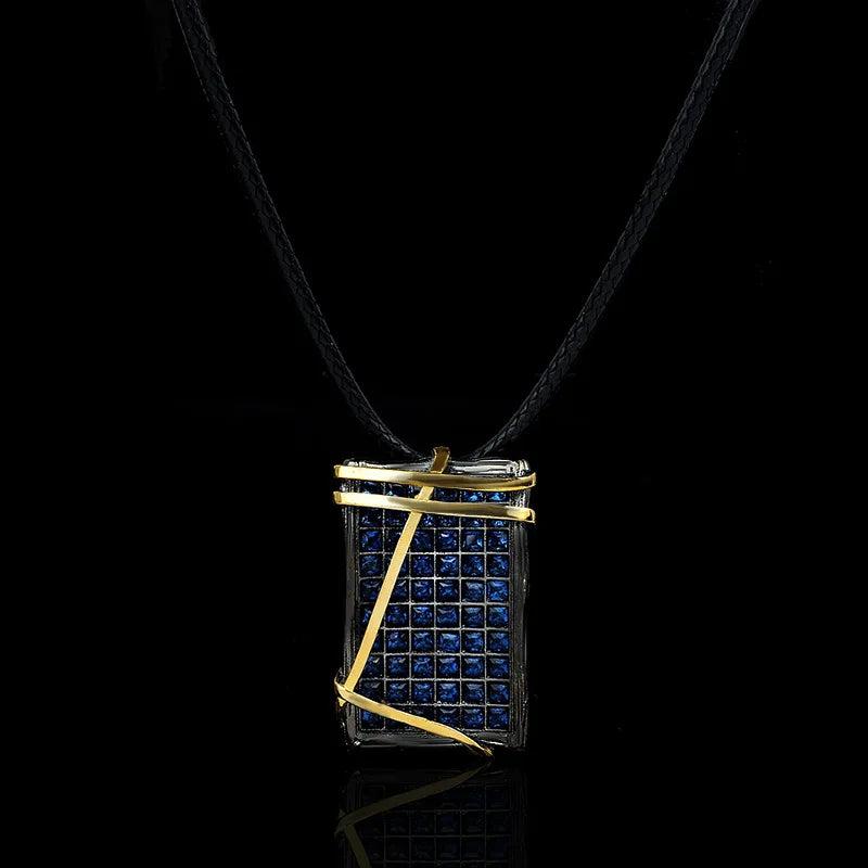 Sapphire Pendant 925 Silver Zircon Necklace Goth Accessories