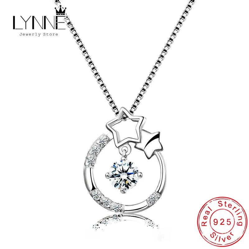 925 Silver Rhinestone Dance Pendant Choker Necklace