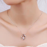 925 Silver Rhinestone Dance Pendant Choker Necklace