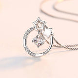 925 Silver Rhinestone Dance Pendant Choker Necklace