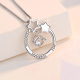 925 Silver Rhinestone Dance Pendant Choker Necklace