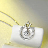 925 Silver Rhinestone Dance Pendant Choker Necklace
