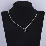 925 Silver Hoop Zircon Heart Necklace Long Chain Pendant Jewelry