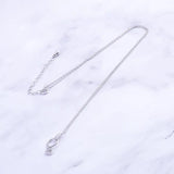 925 Silver Hoop Zircon Heart Necklace Long Chain Pendant Jewelry