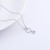 925 Silver Hoop Zircon Heart Necklace Long Chain Pendant Jewelry