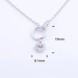 925 Silver Hoop Zircon Heart Necklace Long Chain Pendant Jewelry