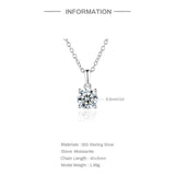 1CT D Moissanite Necklace 925 Silver Not Allergy Inlaid Pendant Jewelry