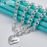 925 Silver Double Heart Pendant Necklace 18 Inch Chain
