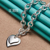 925 Silver Double Heart Pendant Necklace 18 Inch Chain