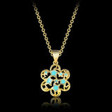 925 Silver Star Flower Pendant Necklace For Women Party Gift