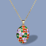 Red Enamel Leaves CZ Pendant Necklace with Chain