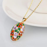 Red Enamel Leaves CZ Pendant Necklace with Chain