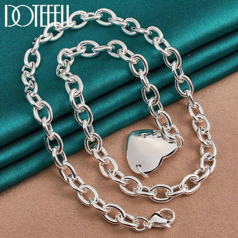 925 Silver Heart Pendant Necklace 18 Inches Chain Wedding Engagement Jewelry