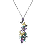 Purple Zircon Crystal Butterfly Flower Pendant Necklace Women Choker Jewelry