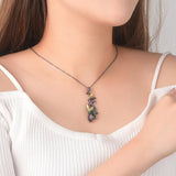 Purple Zircon Crystal Butterfly Flower Pendant Necklace Women Choker Jewelry