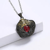 Red Zircon Crystal Pendant Choker Necklace with Chain