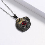 Red Zircon Crystal Pendant Choker Necklace with Chain