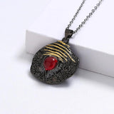Red Zircon Crystal Pendant Choker Necklace with Chain