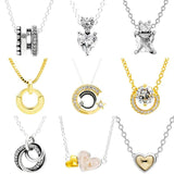 Collier Pave & Beads Shooting Star Family Necklace 925 Sterling Silver