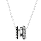 Collier Pave & Beads Shooting Star Family Necklace 925 Sterling Silver