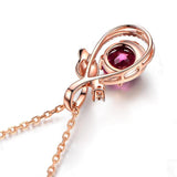 925 Silver Necklace with Ruby Zircon Leaf Pendant