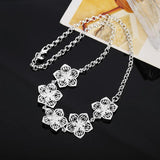 925 Sterling Silver Bauhinia Pendant Necklace 20 Inch Women Wedding Party