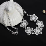 925 Sterling Silver Bauhinia Pendant Necklace 20 Inch Women Wedding Party