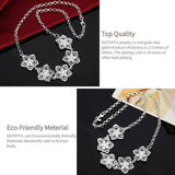 925 Sterling Silver Bauhinia Pendant Necklace 20 Inch Women Wedding Party