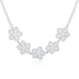 925 Sterling Silver Bauhinia Pendant Necklace 20 Inch Women Wedding Party