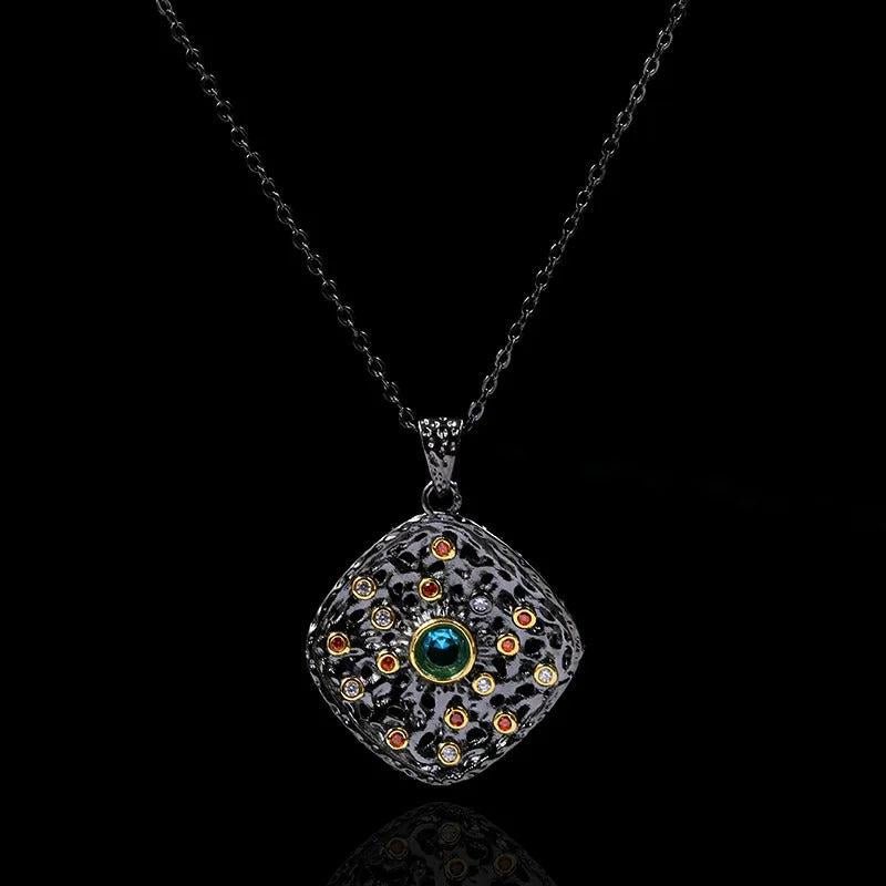 Bohemia Geometrical CZ Zircon Filled Pendant Necklace