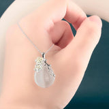 Water Drop Gemstone Necklace Cat's Eye Pendant Short Chain