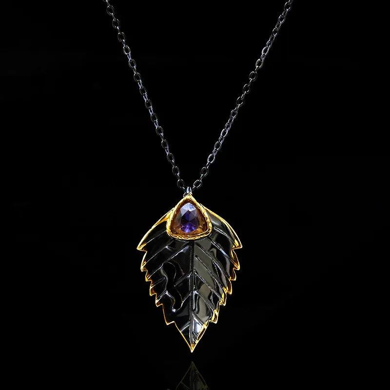 Vintage Feather Zircon Necklace for Women