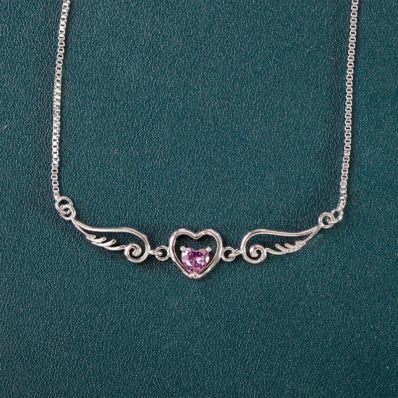 Heart Shape Amethyst Silver Necklace for Women