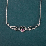 Heart Shape Amethyst Silver Necklace for Women